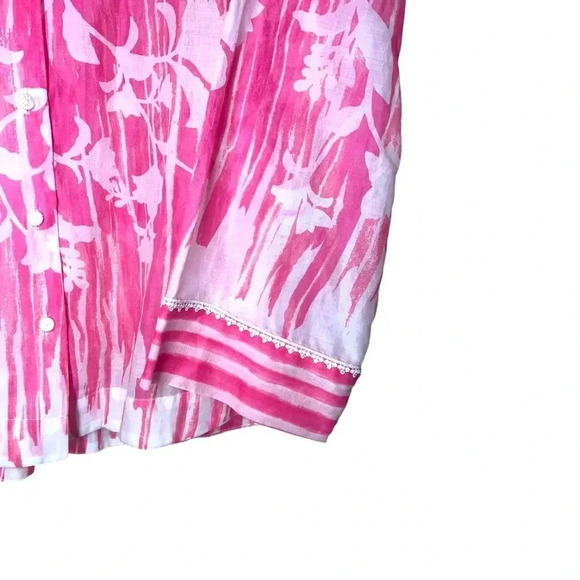 Pink and White NWT Oscar De La Renta Cover Up Lightweight Vacation Tropical Set - Picture 3 of 13